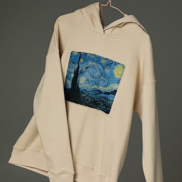 Худи в бежевом цвете Винсент Ван Гог "Звездная ночь"
