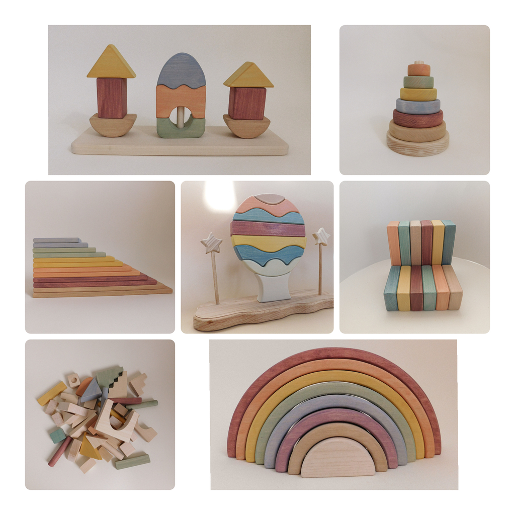 Wooden Blocks Autumn Rainbow x24