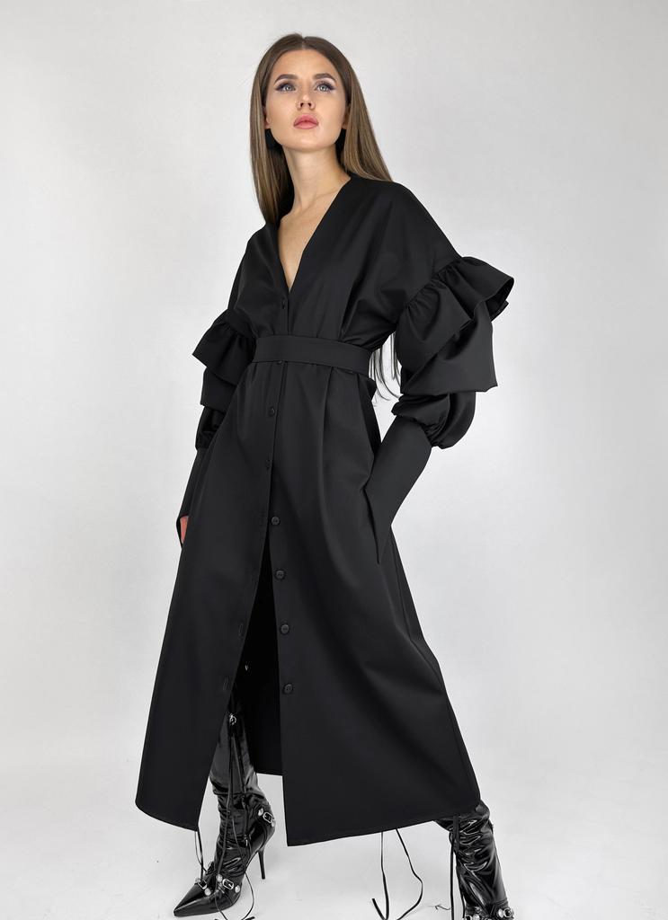 Платье-рубашка 122 см. (черный)