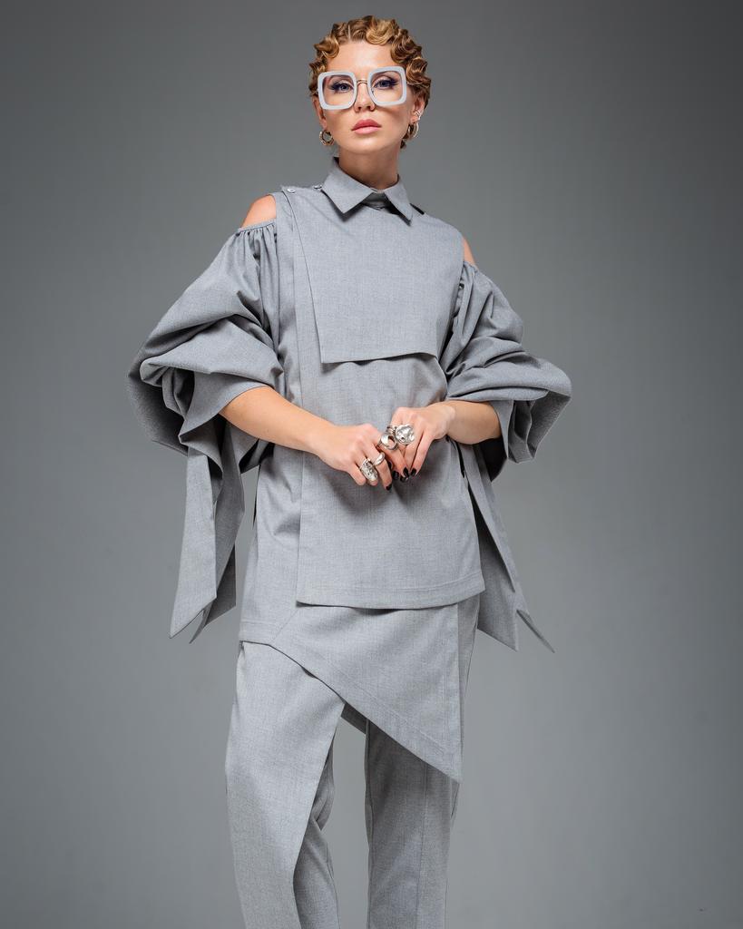 Рубашка-трансформер с отстегивающимися рукавами (серый)