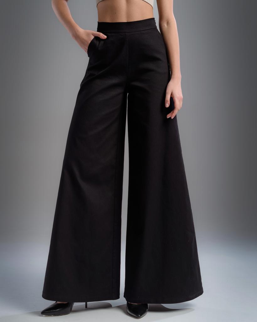 Широкие брюки с высокой посадкой (черный)