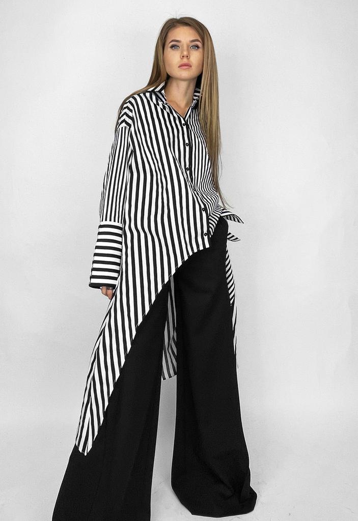 Рубашка со шлейфом (ч/б полоска)