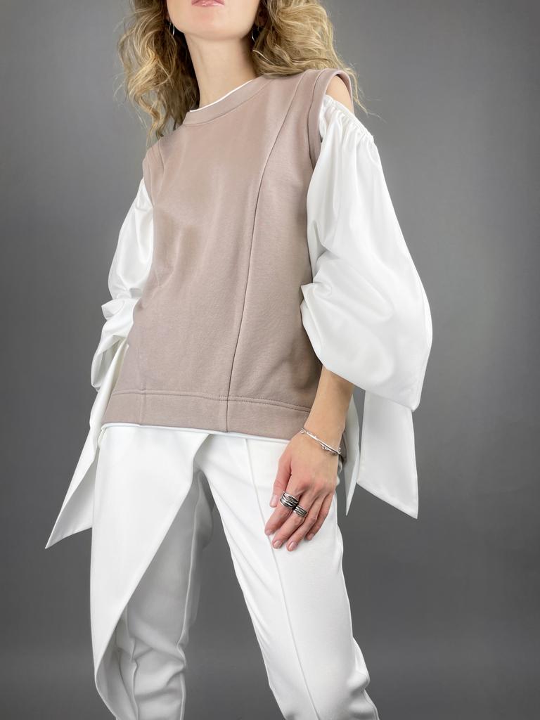 Свитшот с отстегивающимися рукавами (пудровый)