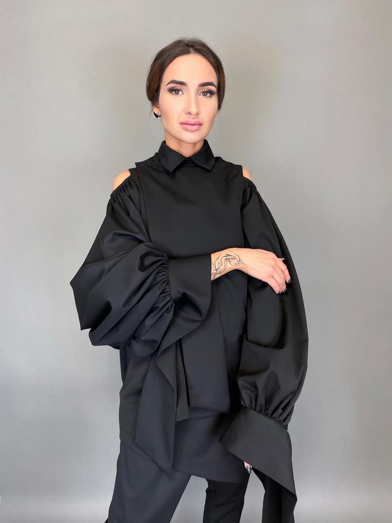 Рубашка-трансформер с отстегивающимися рукавами (черный)