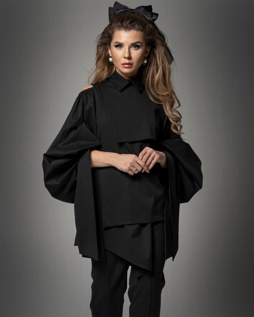 Рубашка-трансформер с отстегивающимися рукавами (черный)