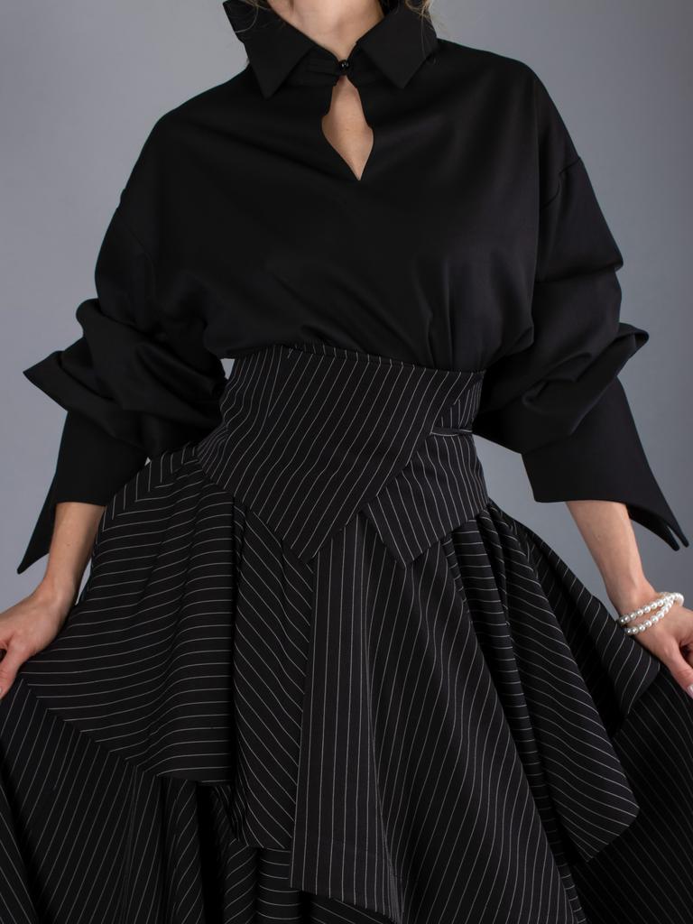 Пояс на завязках (черная костюмная полоска)