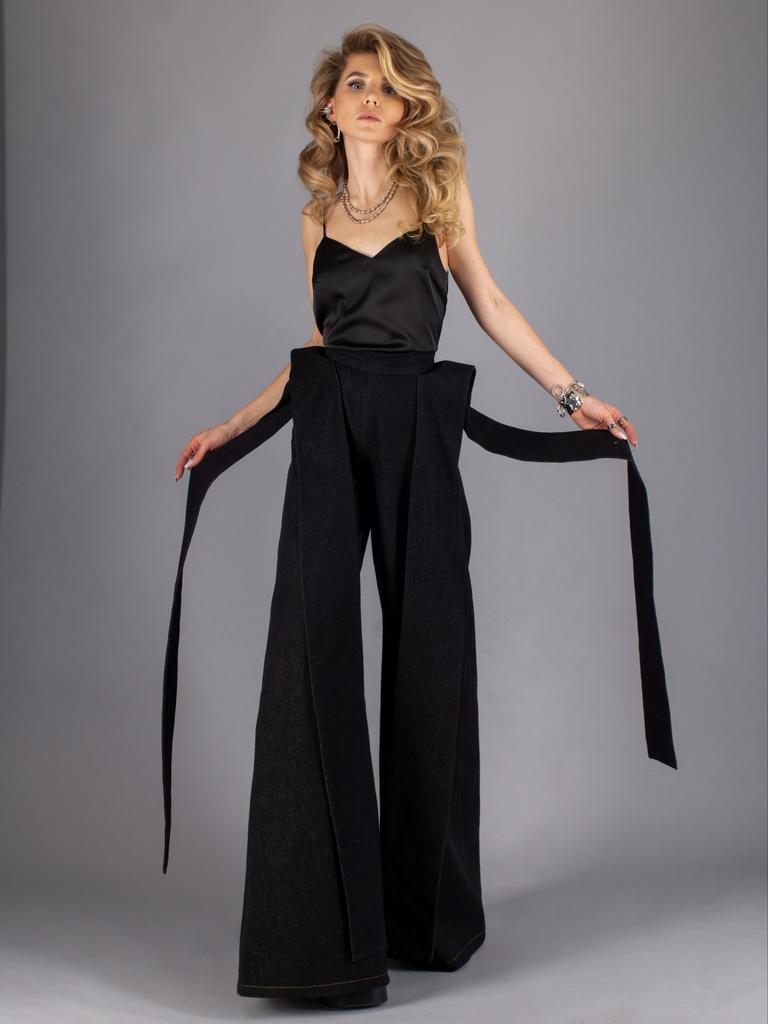 Джинсы с лентами  (графитовый)