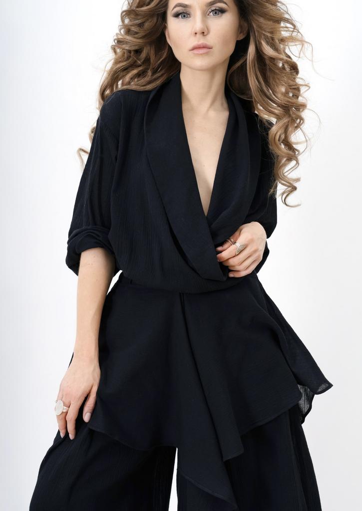 Блуза на запах (черный)