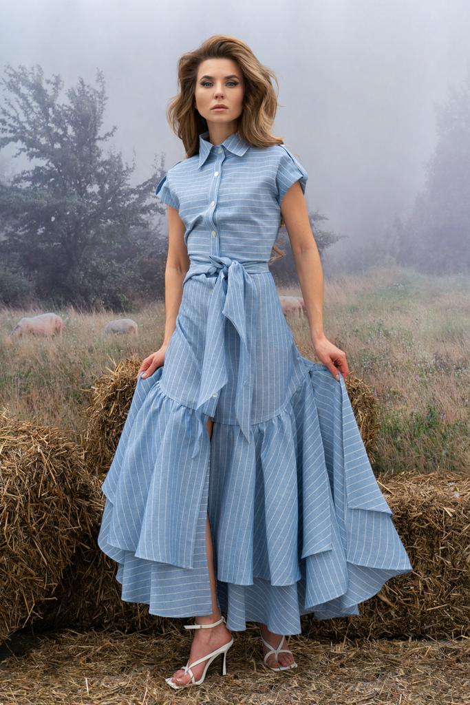 Платье макси Wings (голубой/полоска)