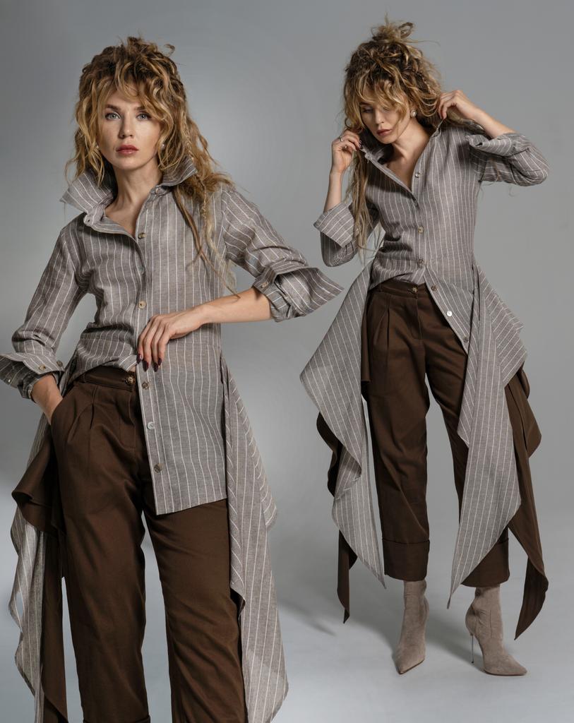 Рубашка Wings (коричневый/полоска)