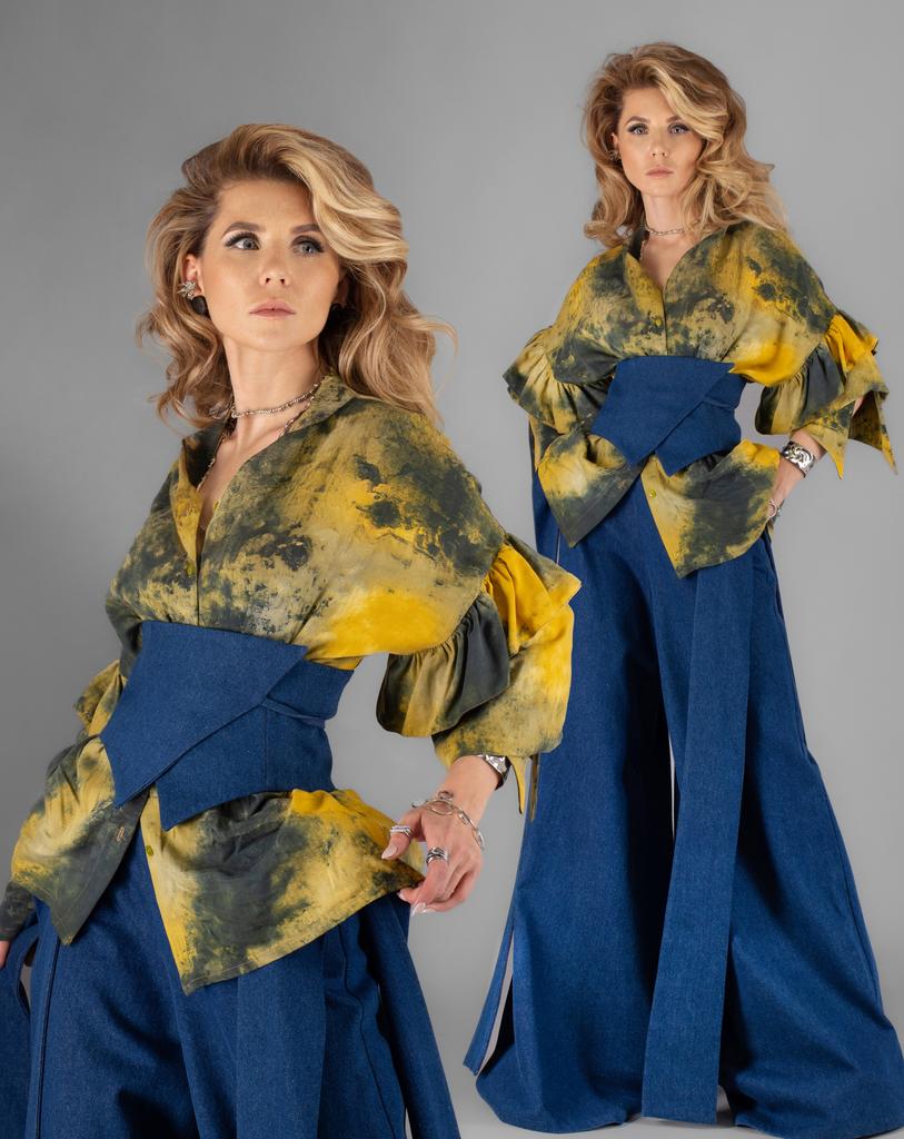 Джинсы + пояс + рубашка