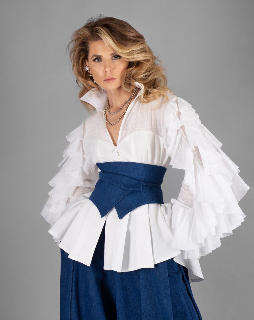 Пояс на завязках (синий джинс)