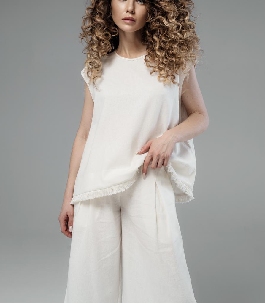 Майка Bell с бахромой  (молочный)