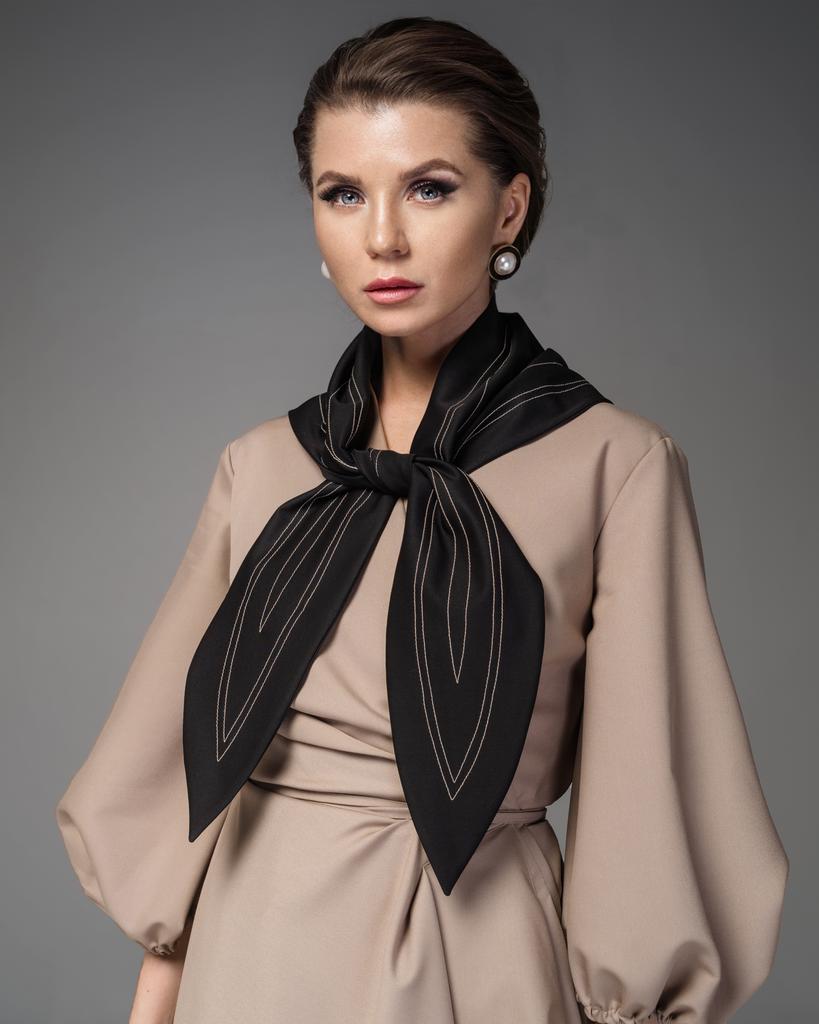 Косынка-галстук с отстрочкой (черный)