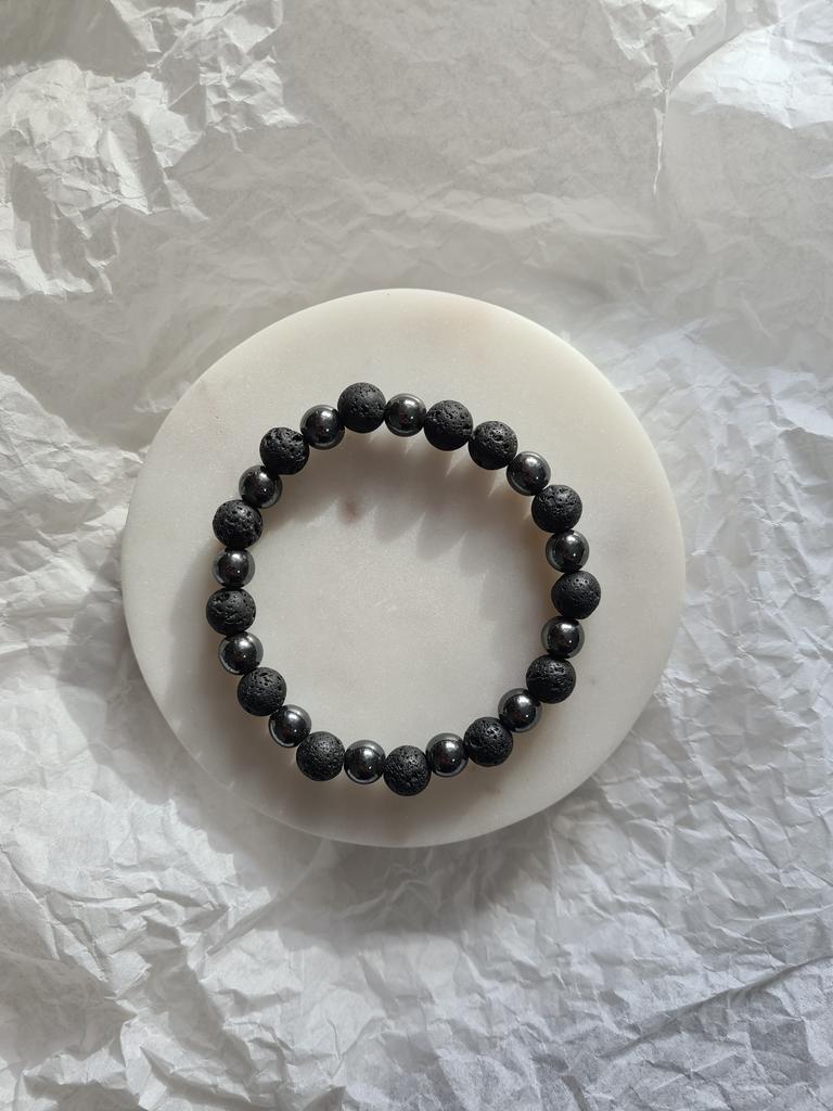 Мужской браслет #4 лава и гематит