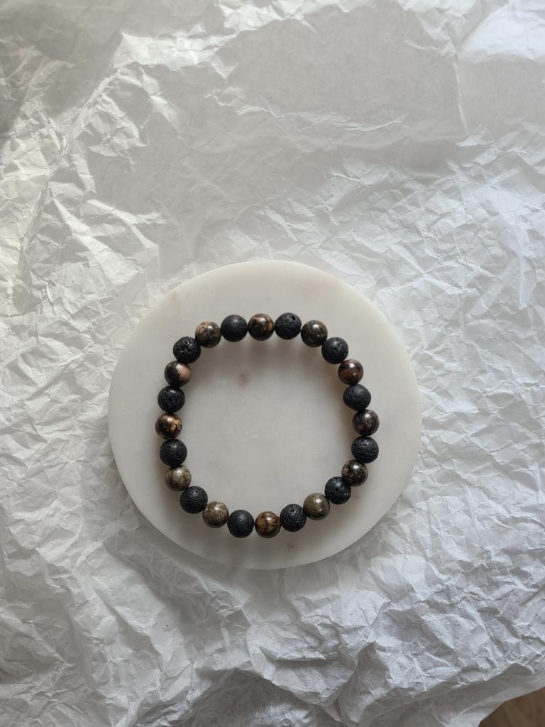 Мужской браслет #7 родонит и лава