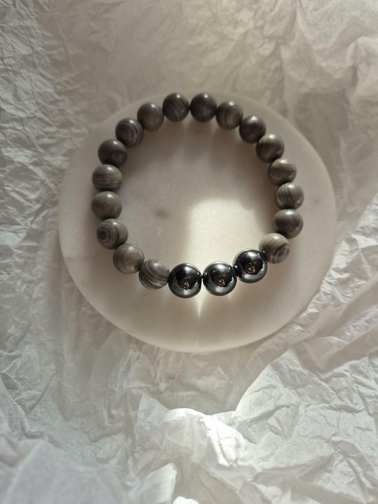 Мужской браслет #15 яшма и гематит