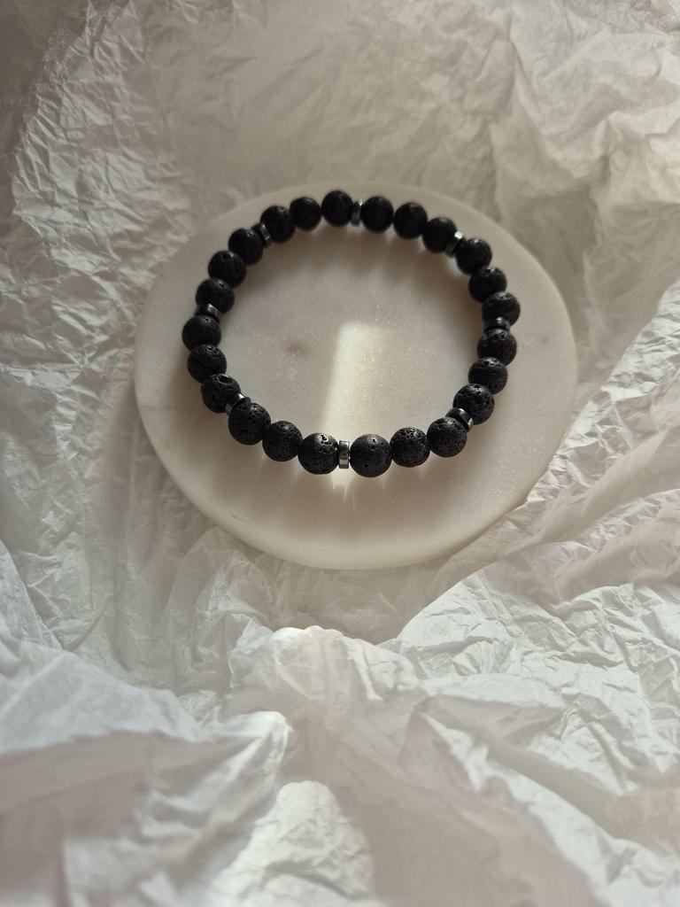 Мужской браслет #5 лава и гематит