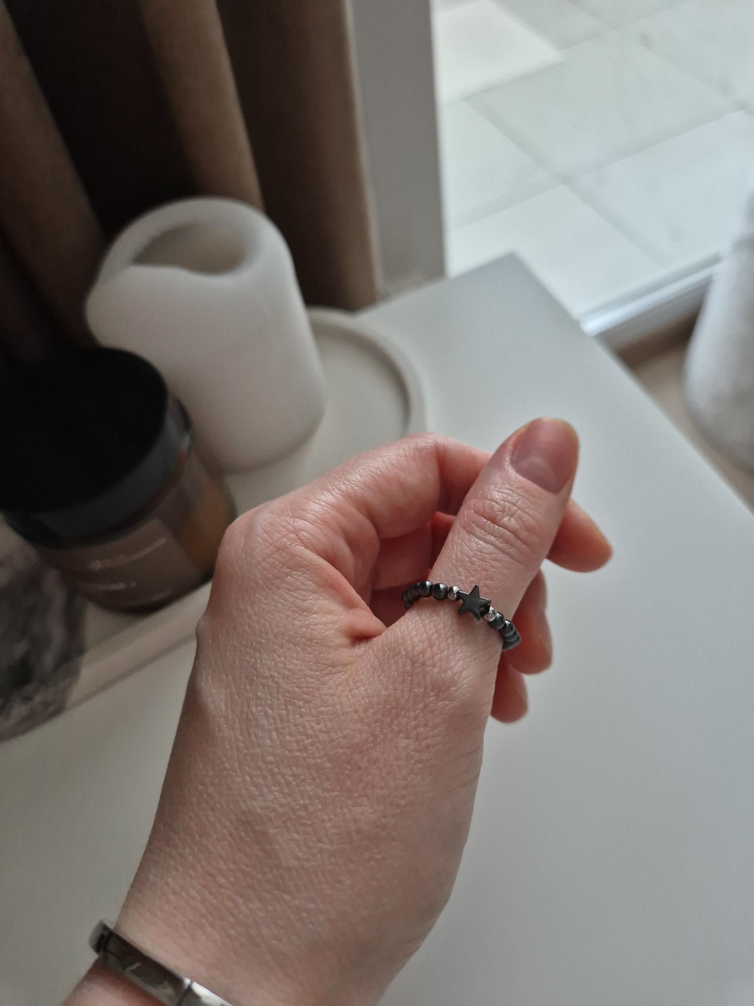 Кольцо Hematite gray #3 со звездочкой