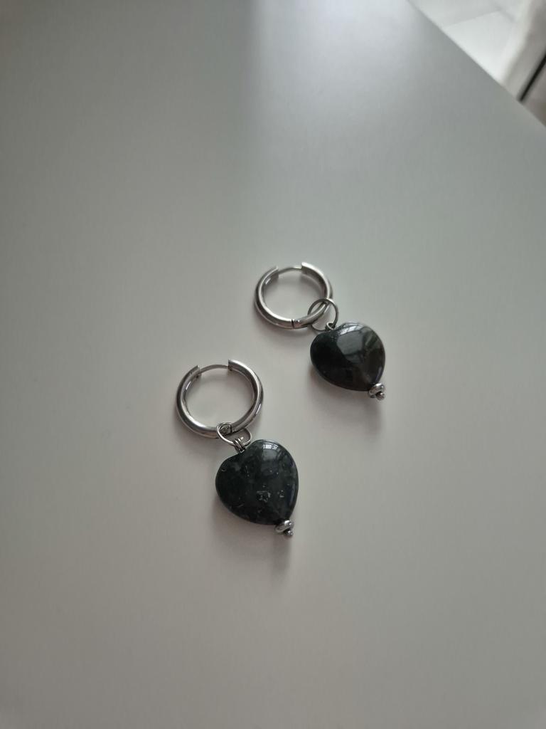 Серьги со съёмными подвесками яшма mix #65