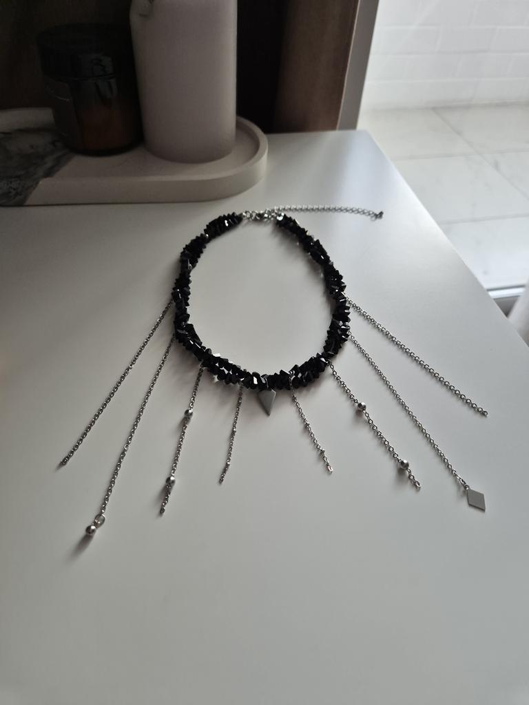 Многослойное колье с цепочками Black Shine
