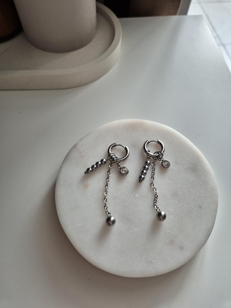 Серьги со съемными подвесками Bubble #3 Hematite