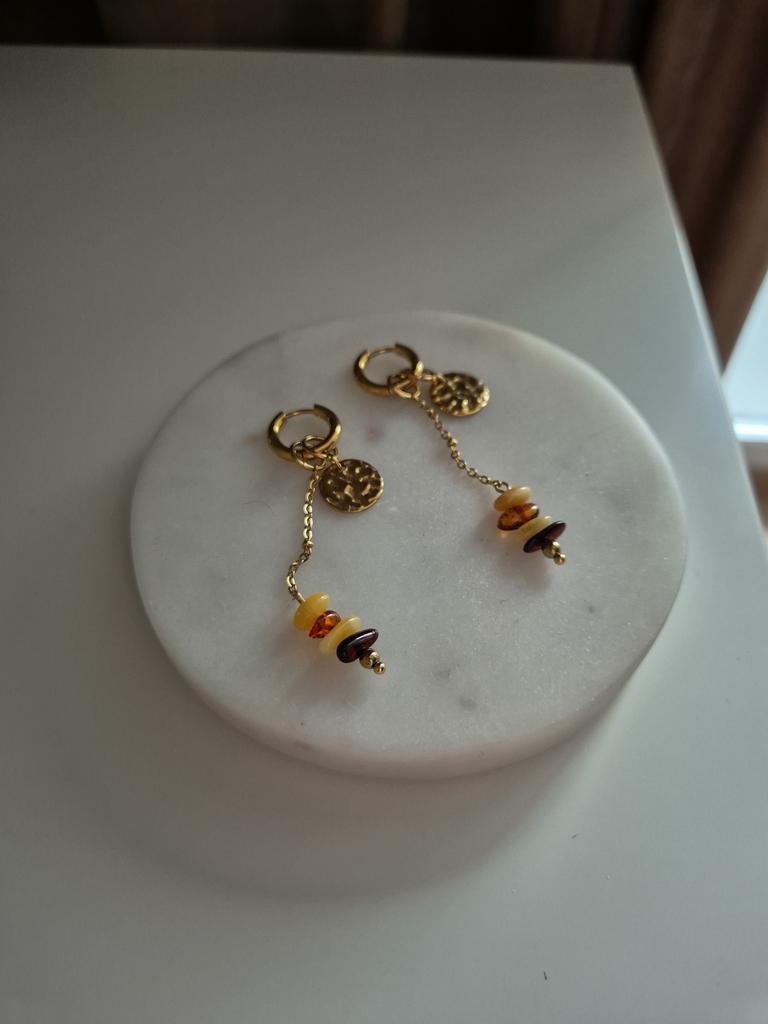 Серьги с натуральным янтарем Amber