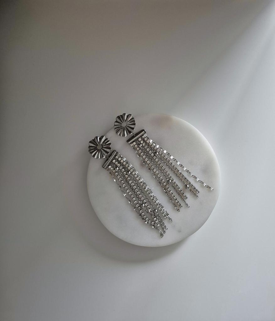 Серьги со стразами и миксом цепочек Straz #1