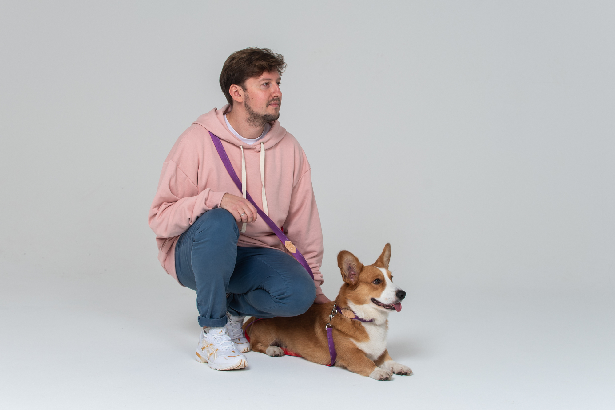 Ruby and purple 2-in-1 cross-body loop strap leash