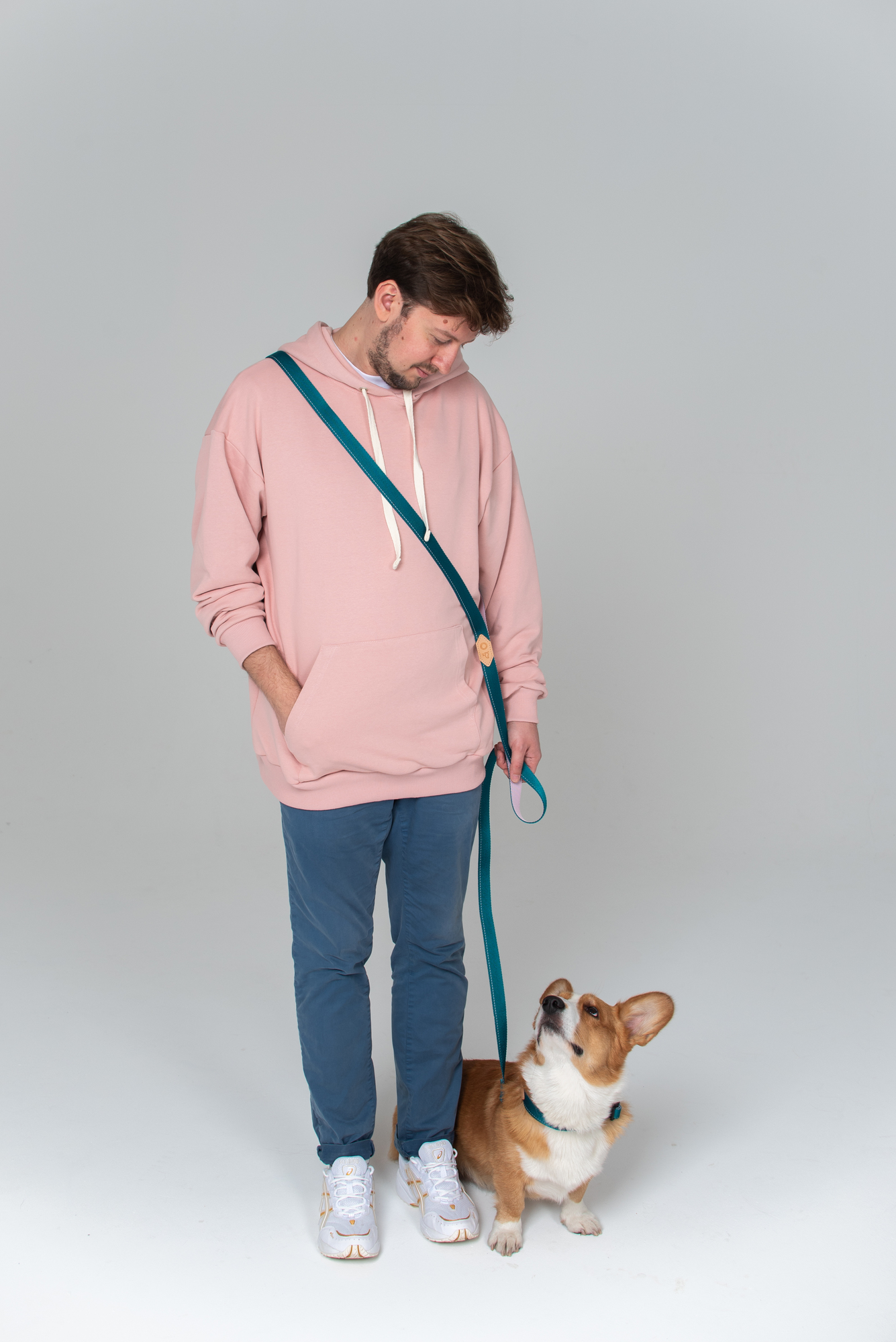 Emerald and rose  2-in-1 cross-body loop strap leash