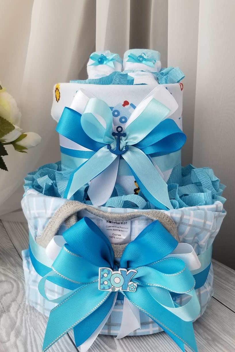 Торт из памперсов на рождение мальчика "Малыш"