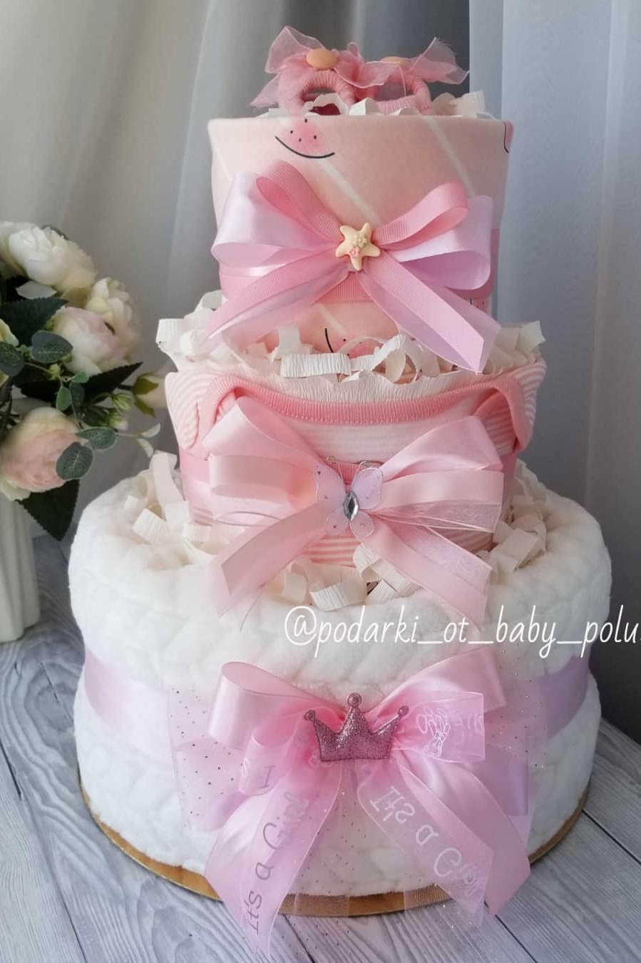 Торт из памперсов для девочки "Арбузики"