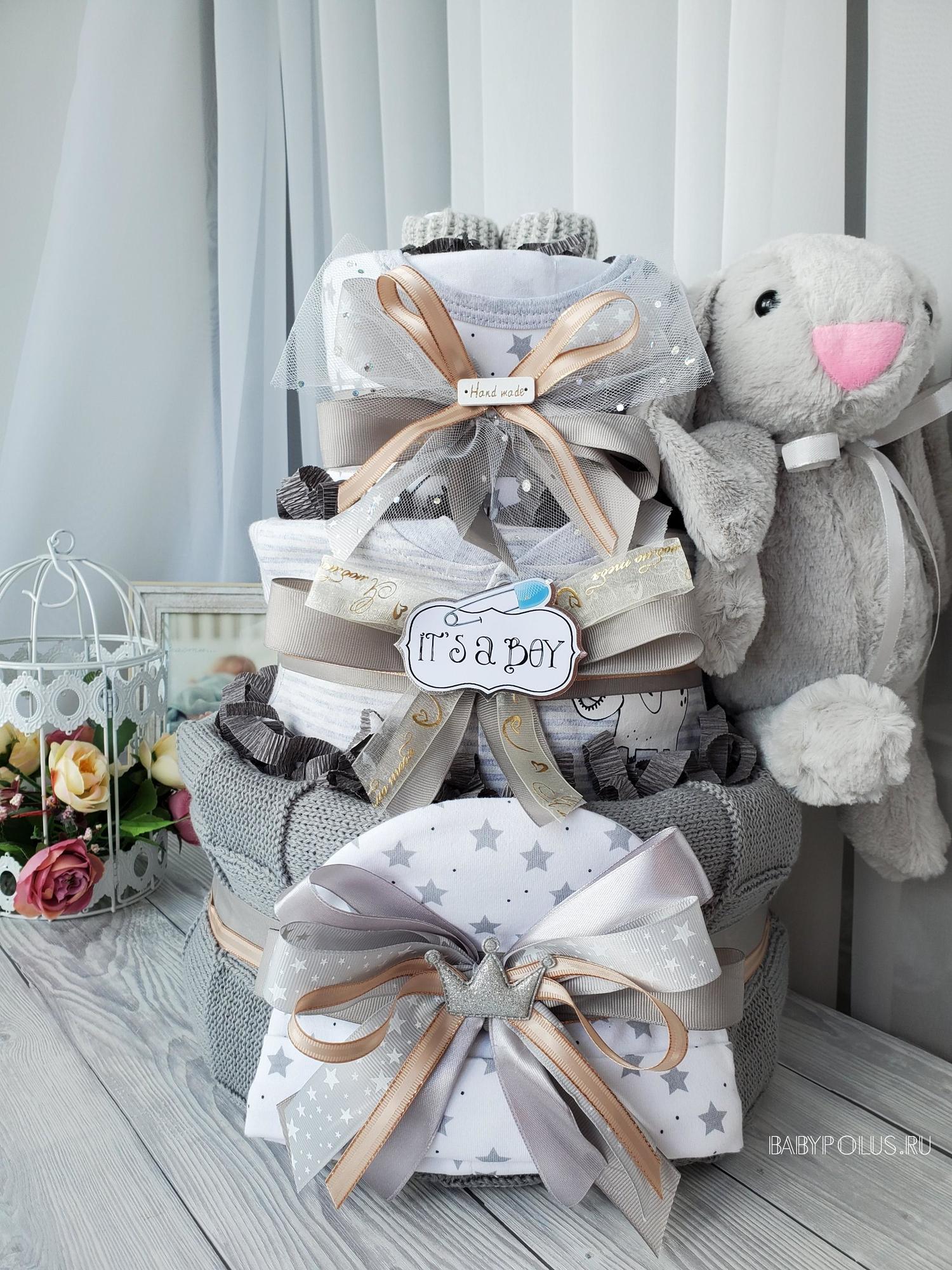 Торт из памперсов для мальчика "Звёздный слоник"