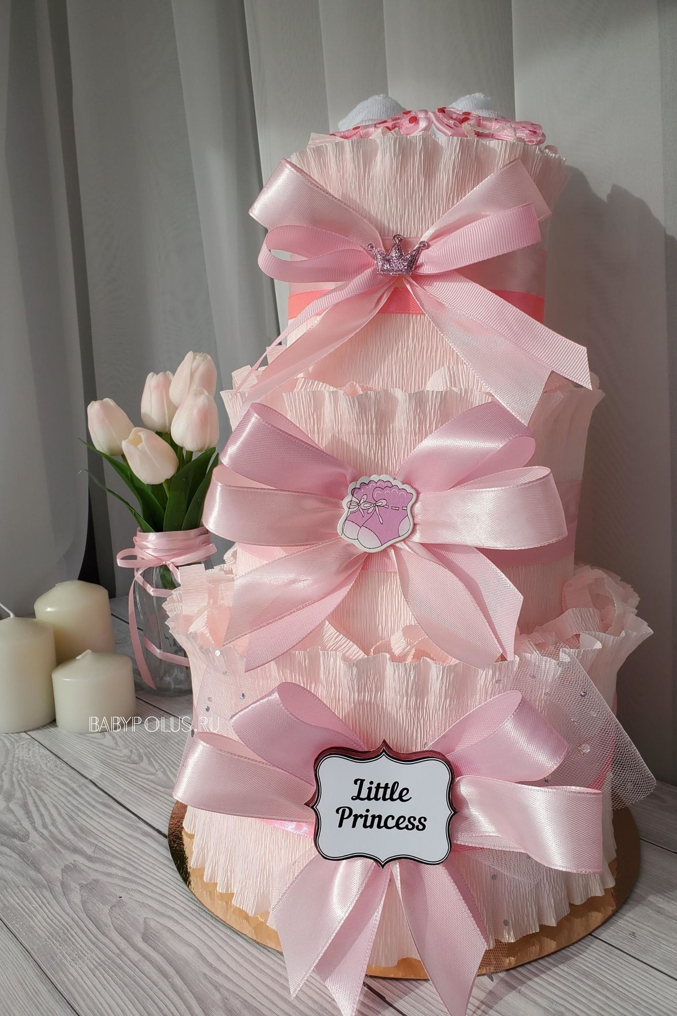Торт из памперсов для девочки "Маленькая Принцесса"
