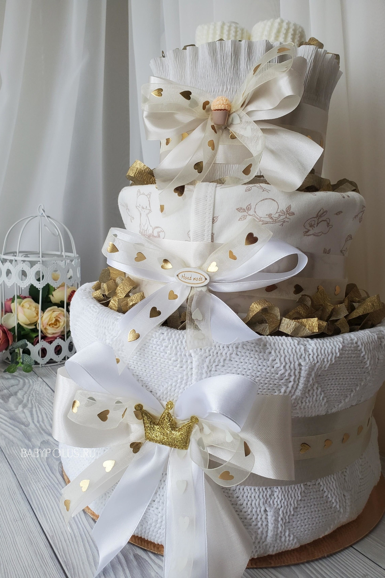 Торт из подгузников памперсов "Золото"