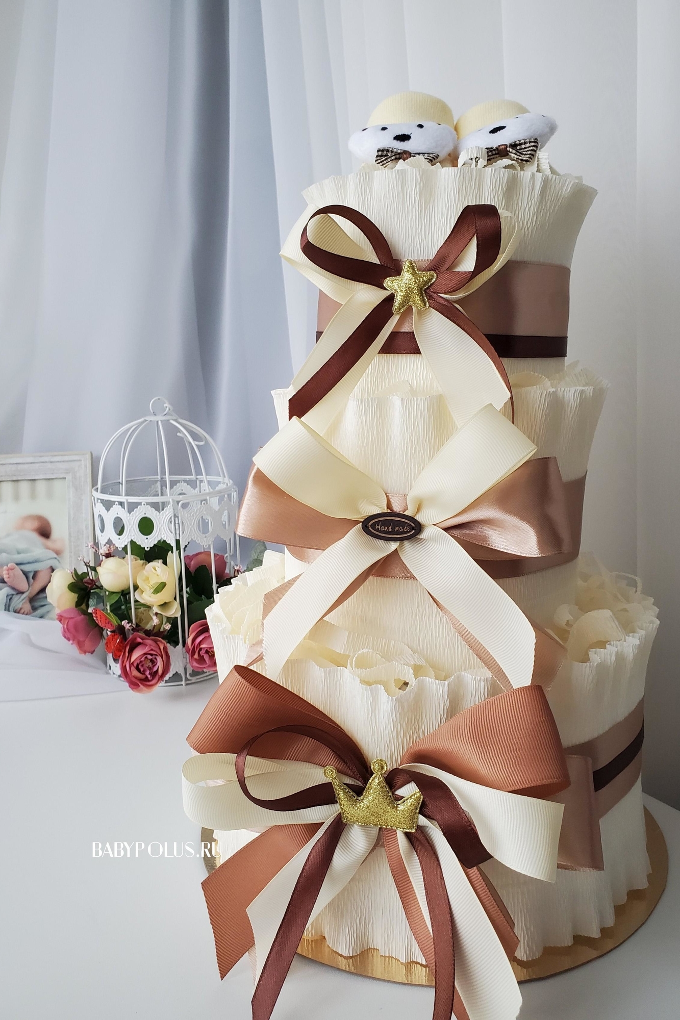 Торт из памперсов на рождение ребенка "Шоколад"