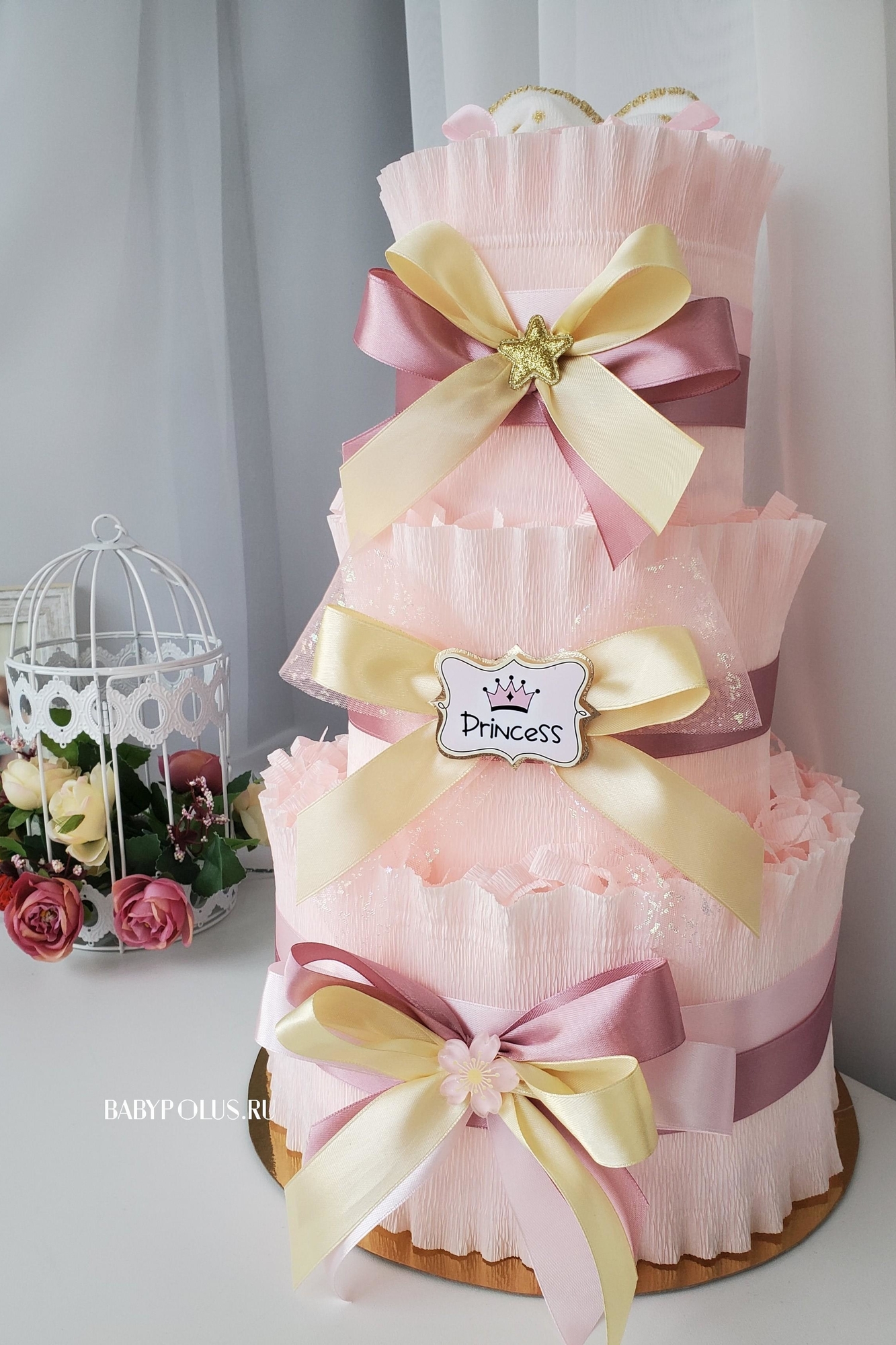 Торт из памперсов на рождение девочки "Princess"