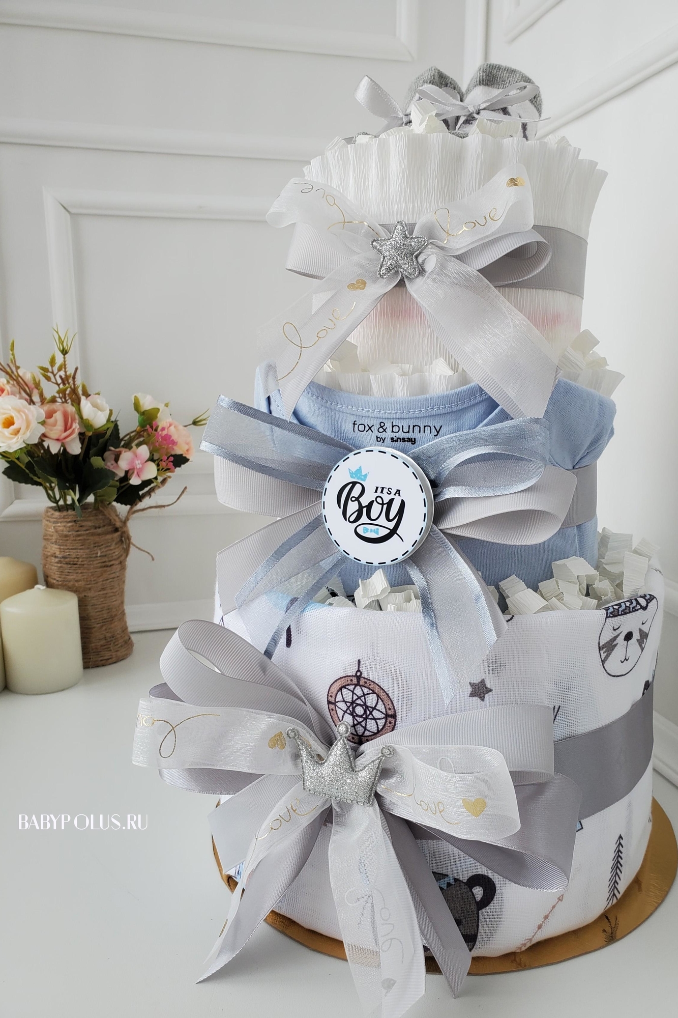 Торт из памперсов подгузников для мальчика "Ловец снов"