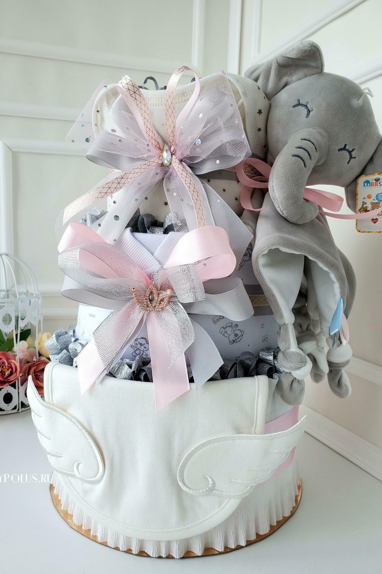 Торт из памперсов подгузников для девочки "Ангел"