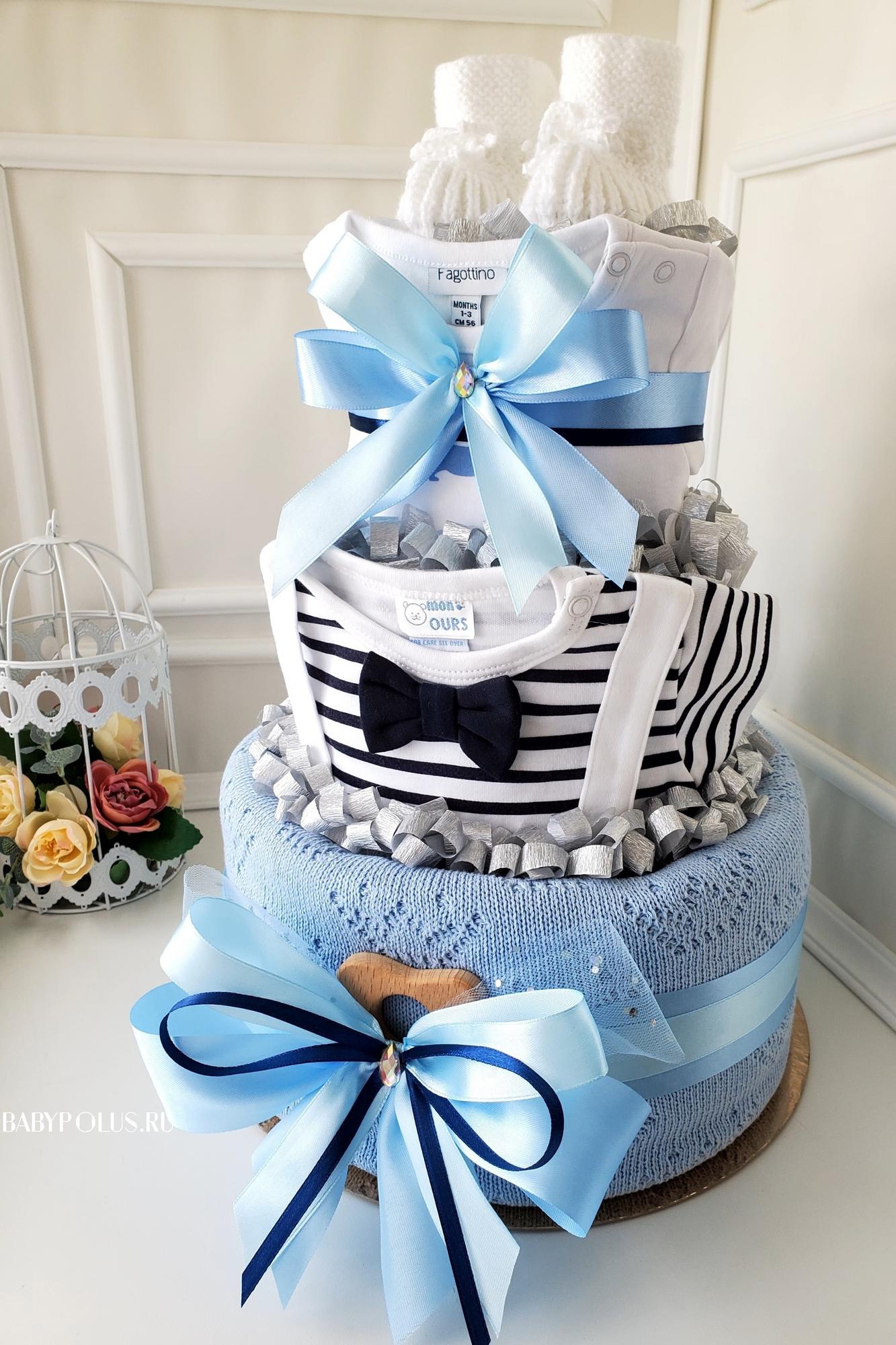 Торт из подгузников памперсов для мальчика "Джентльмен"