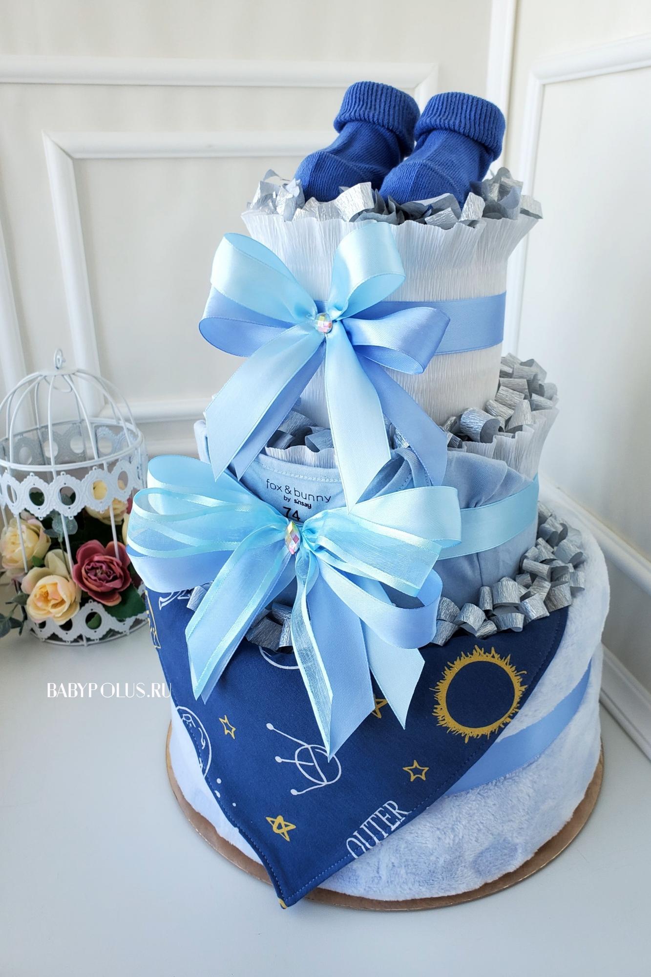 Торт из памперсов для мальчика "Космос"