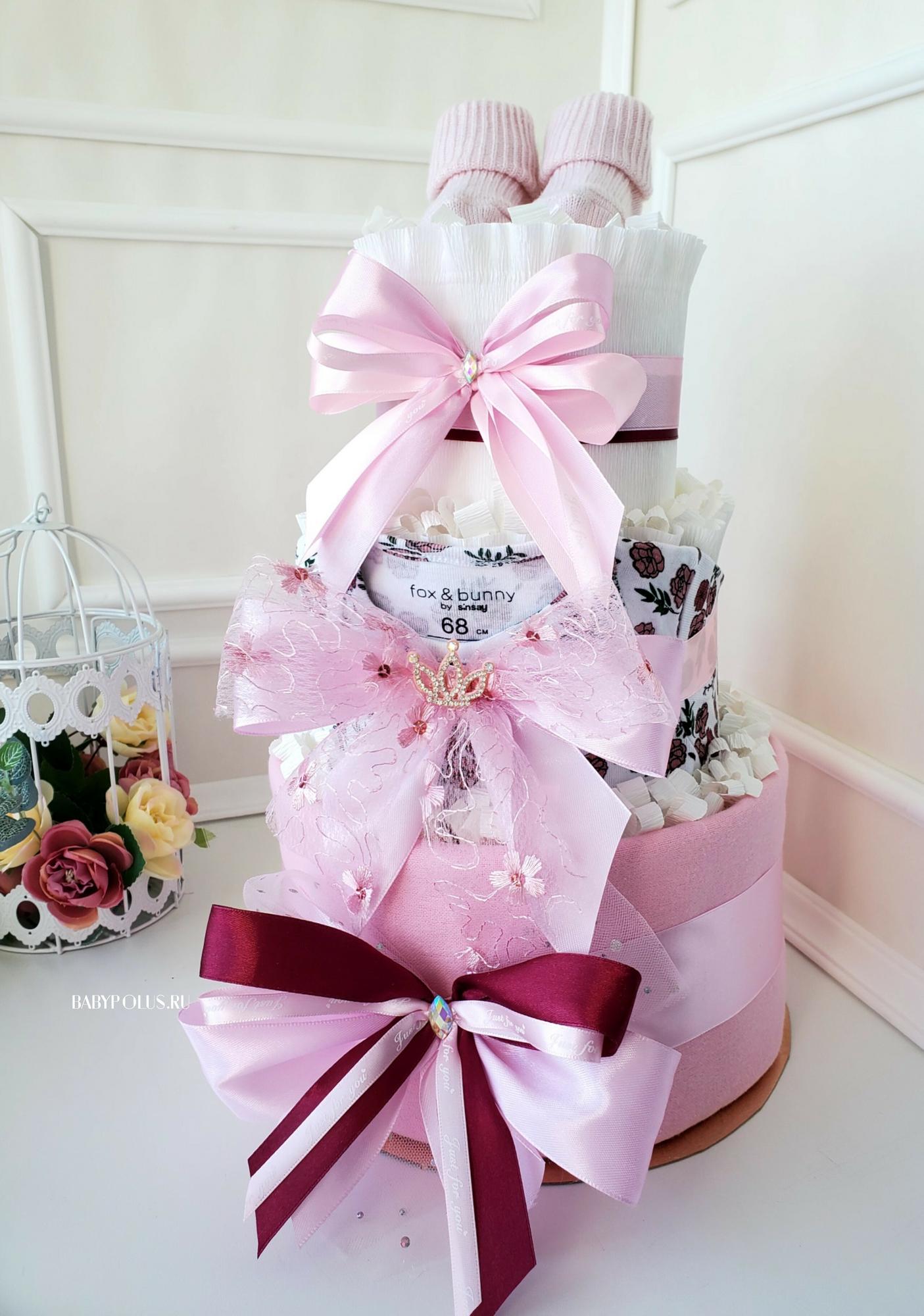 Торт из памперсов для девочки "Розы"