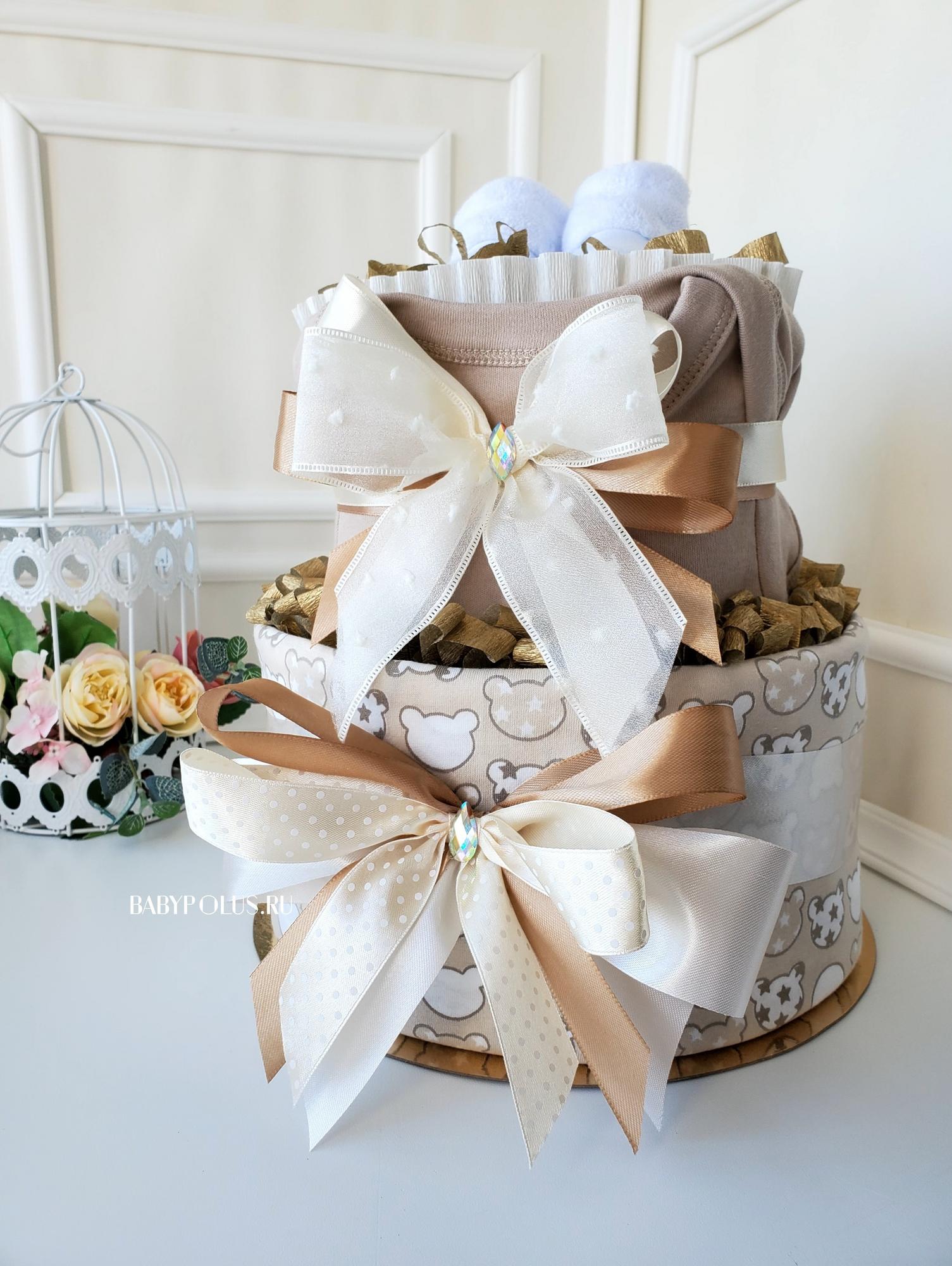 Торт из подгузников памперсов универсальная гамма "Мишка"