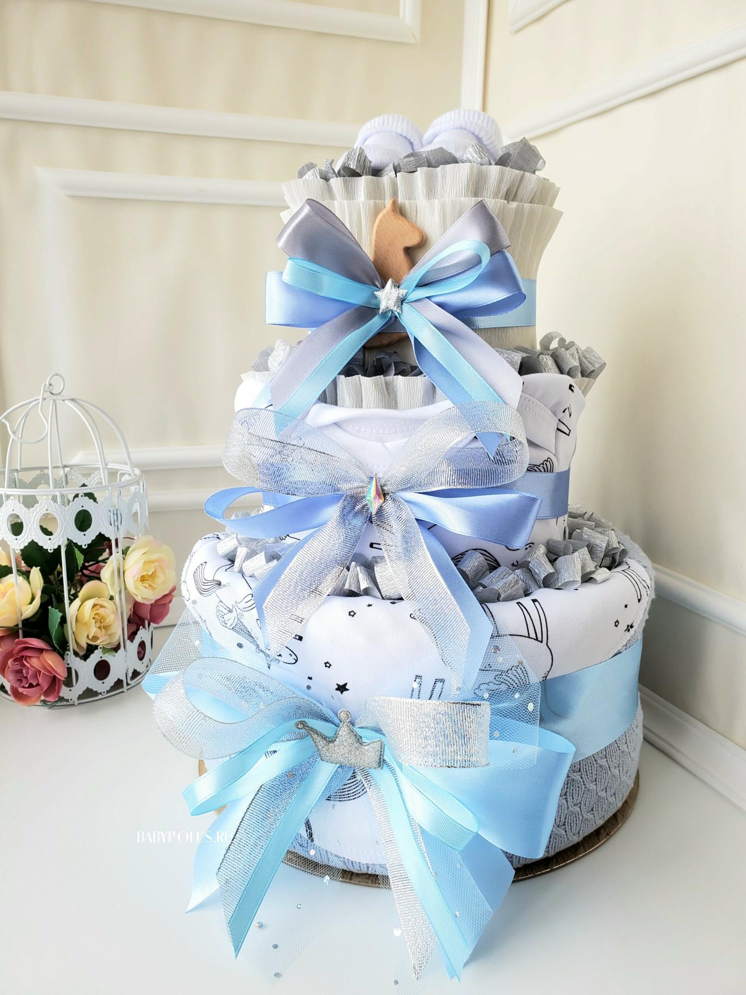 Торт из памперсов подгузников "Лошадки"