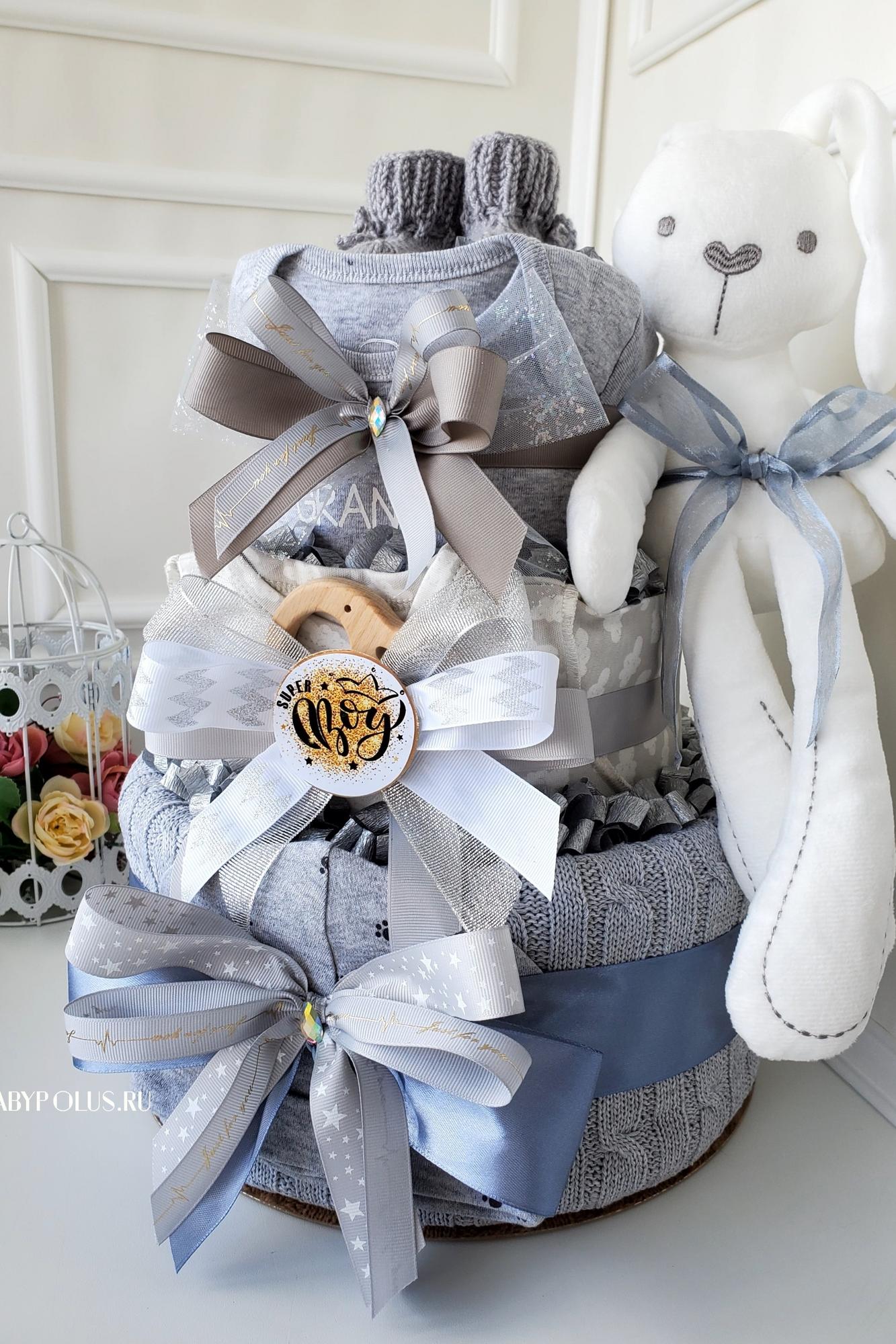 Торт из памперсов подгузников "Супер мальчик"