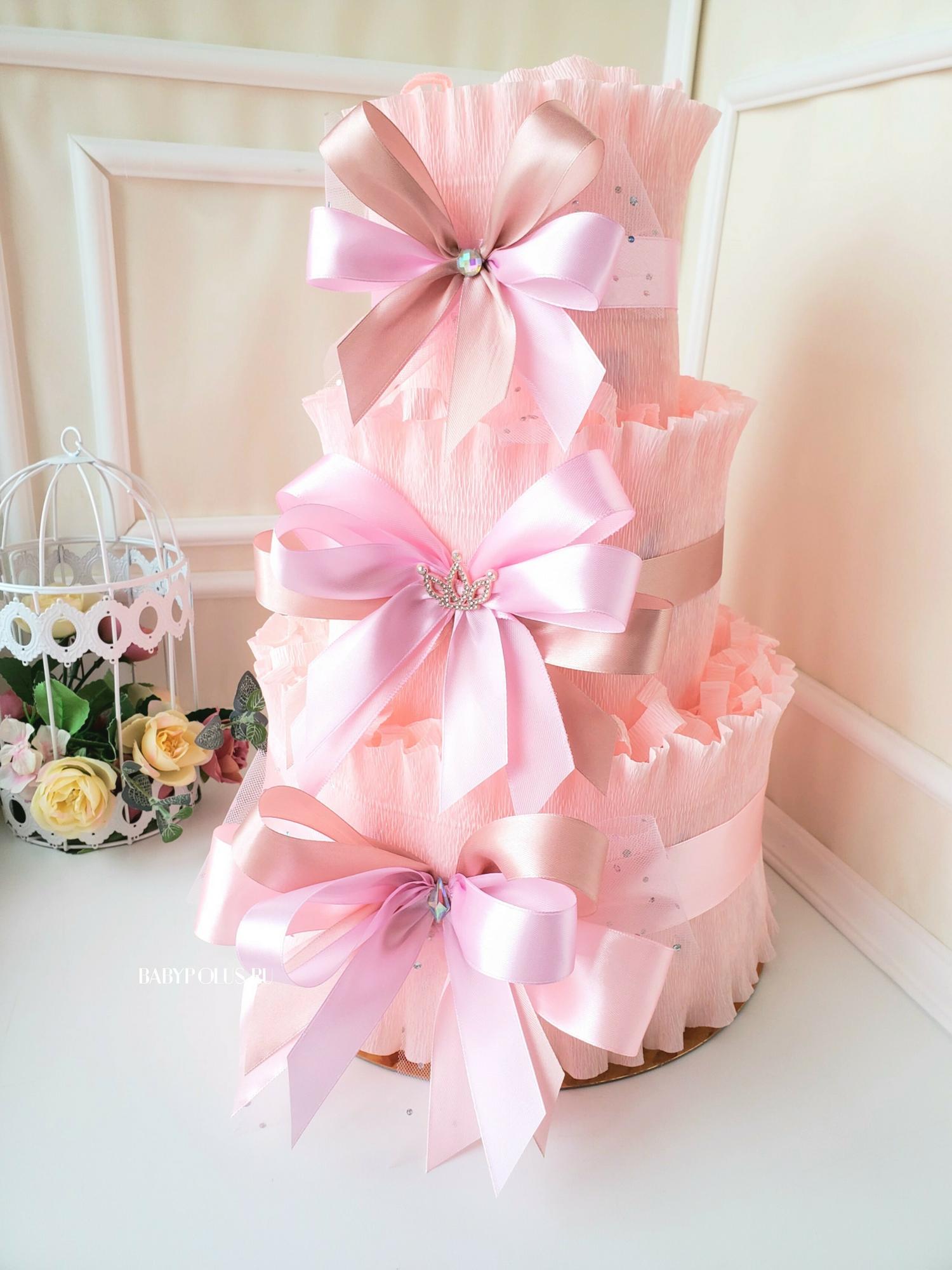 Торт из памперсов для девочки на 7 месяцев