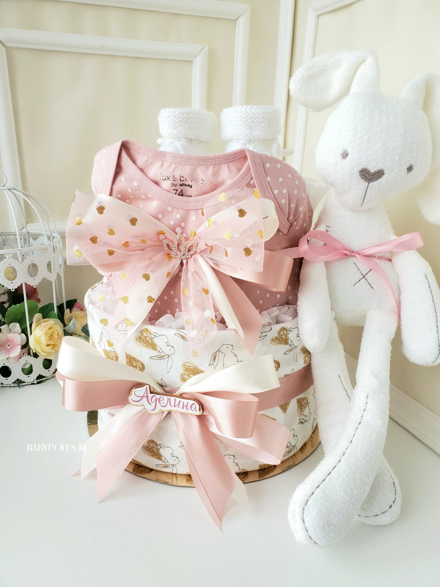 Торт из подгузников памперсов для девочки "Аделина"