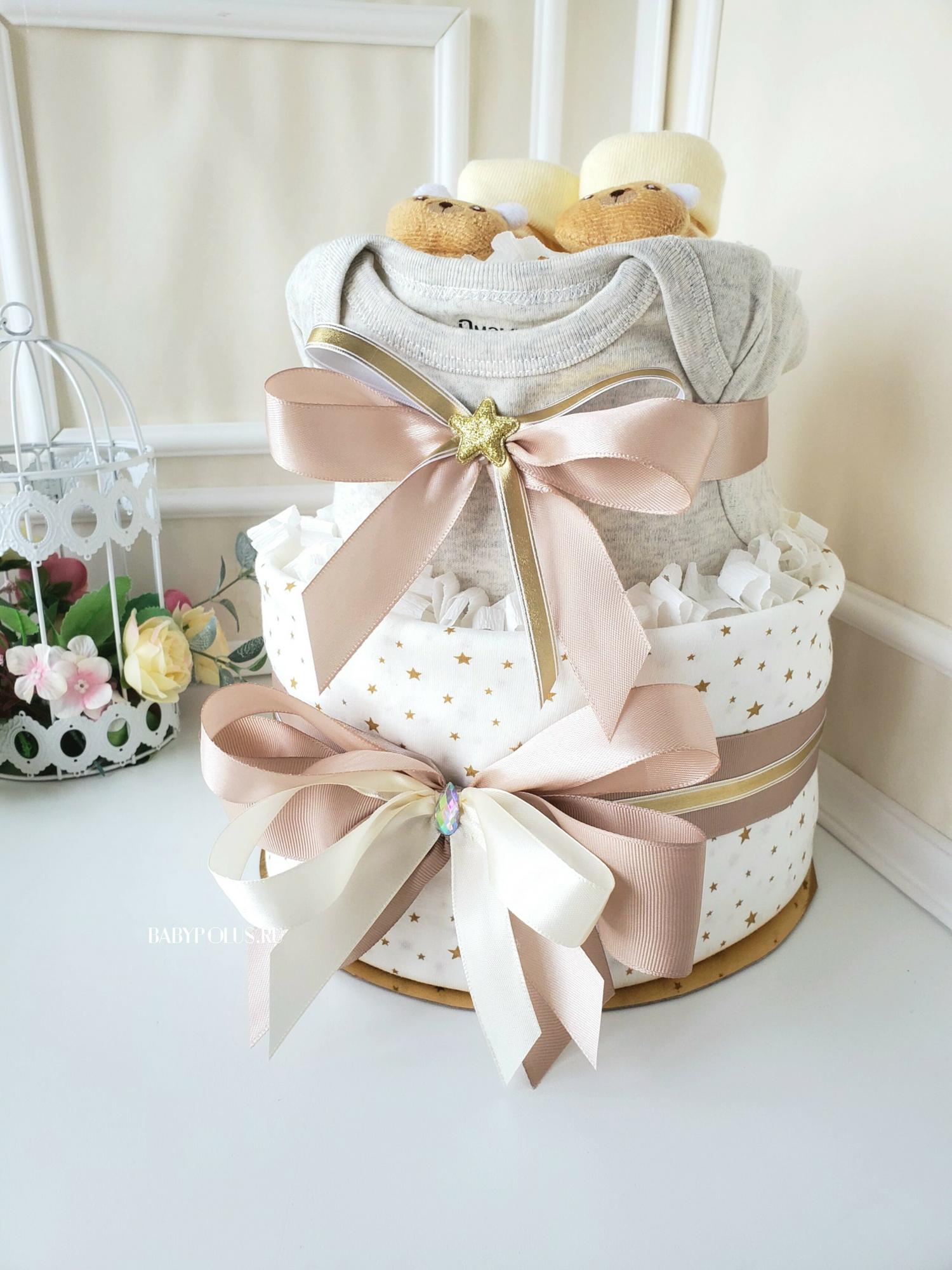 Торт из памперсов на рождение малыша универсальный "Мишки"