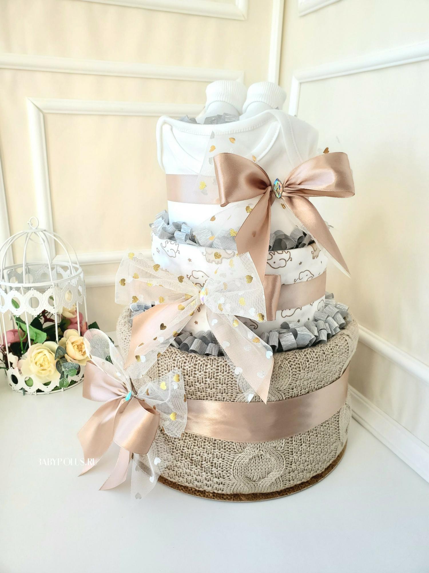 Торт из памперсов универсальный "Слоники"