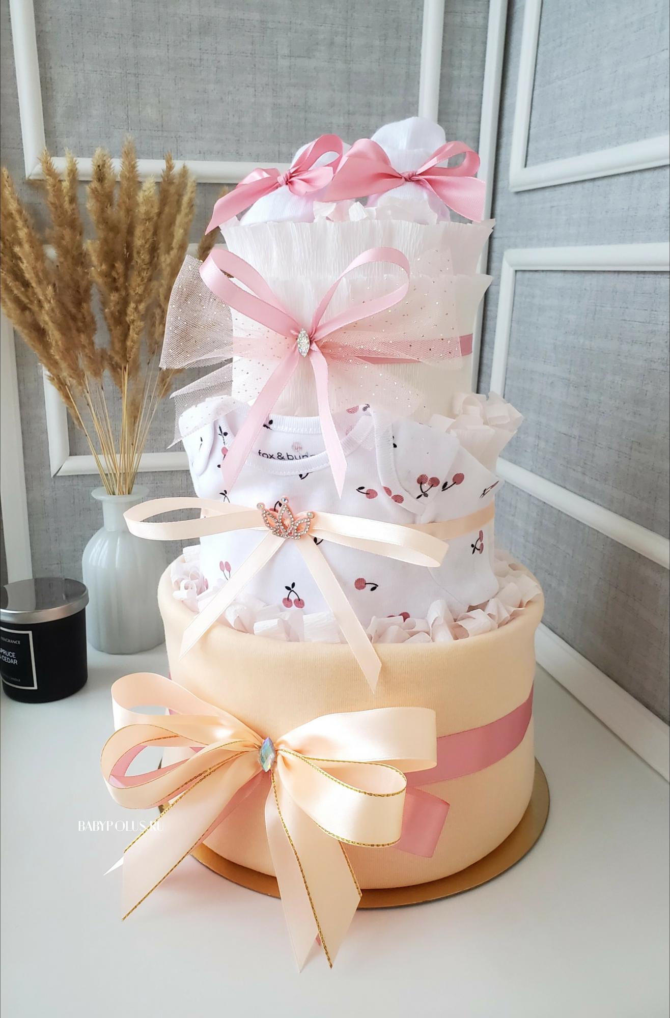 Торт из памперсов для девочки "Cherry"